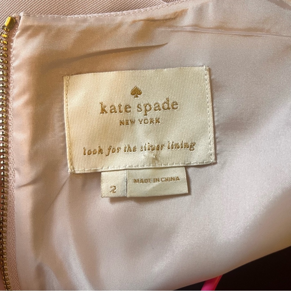 Kate Spade New York Bateau Neckline A Line Mini Dress Sz 2 Rose Gold Bow Blush - Picture 7 of 9